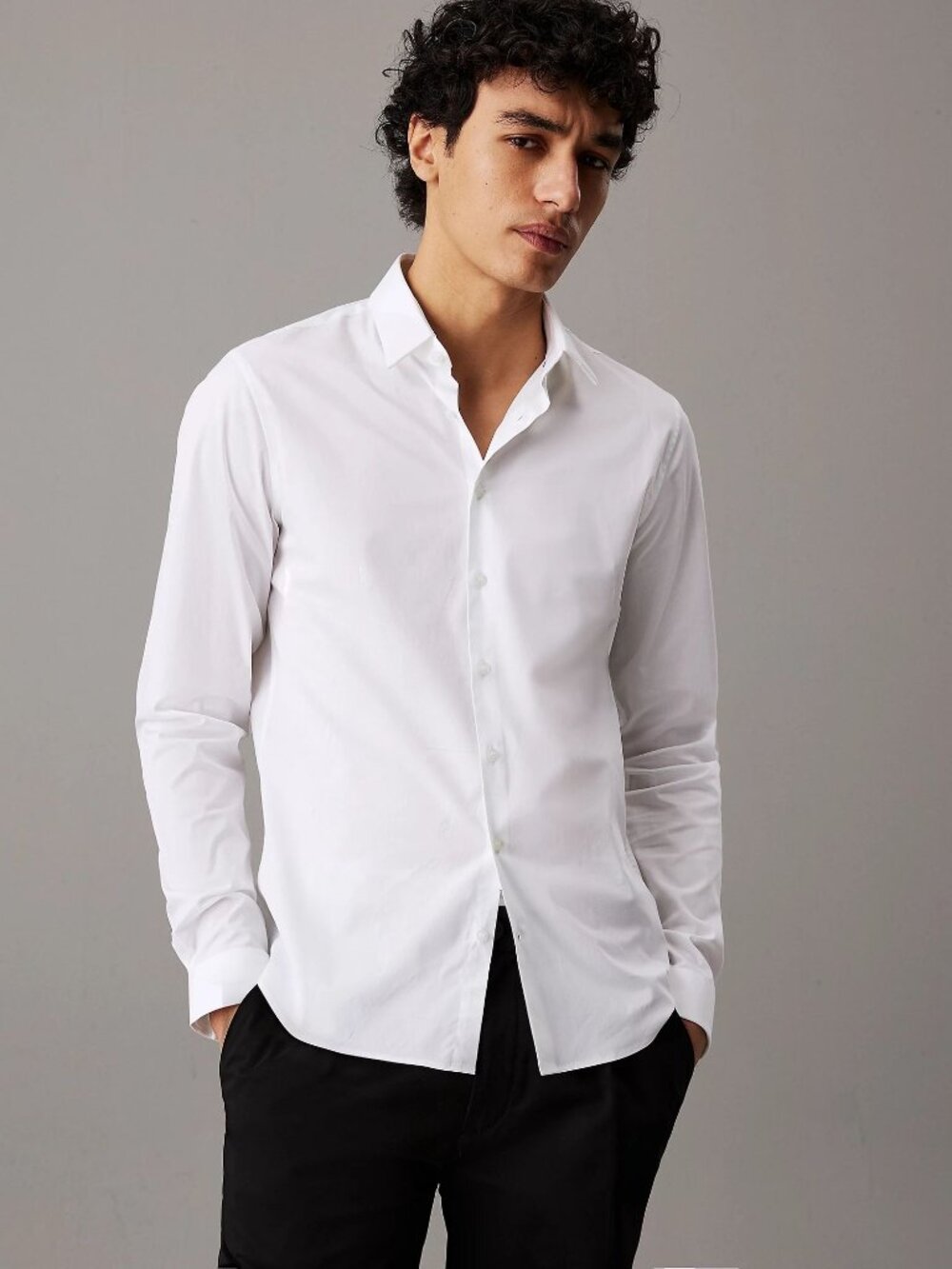 Calvin Klein Dress Shirt Mens Size 17 34/35 White Slim Fit 100% Cotton Was $89.5